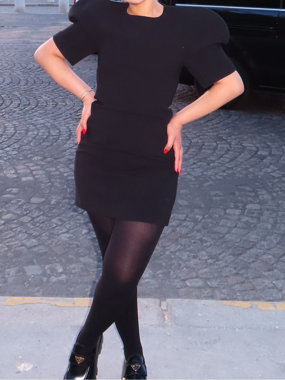 Little Black Puff-Sleeve Mini Dress - Black